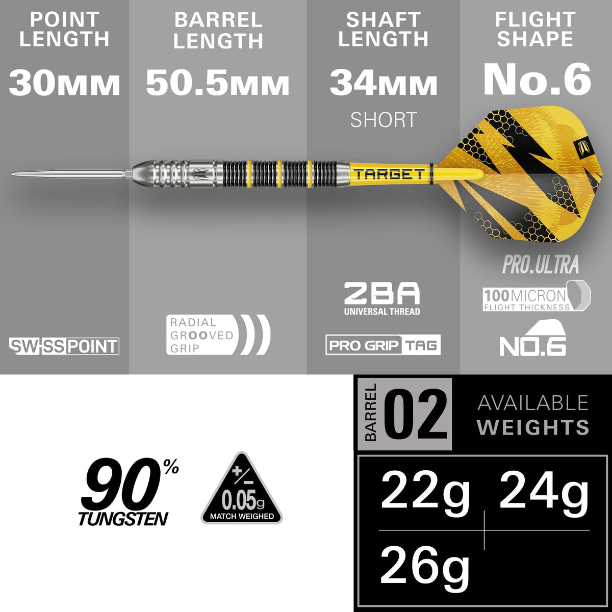 Target Buzz Darts - Steel Tip - 90% Tungsten - SP02