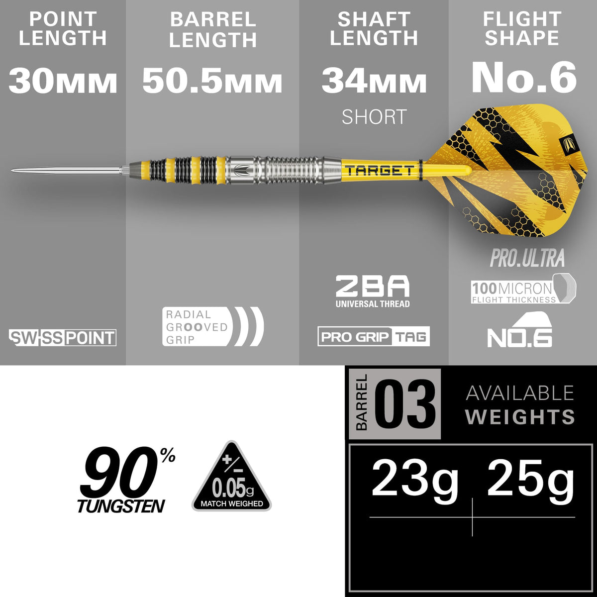 Target Buzz Darts - Steel Tip - 90% Tungsten - SP03