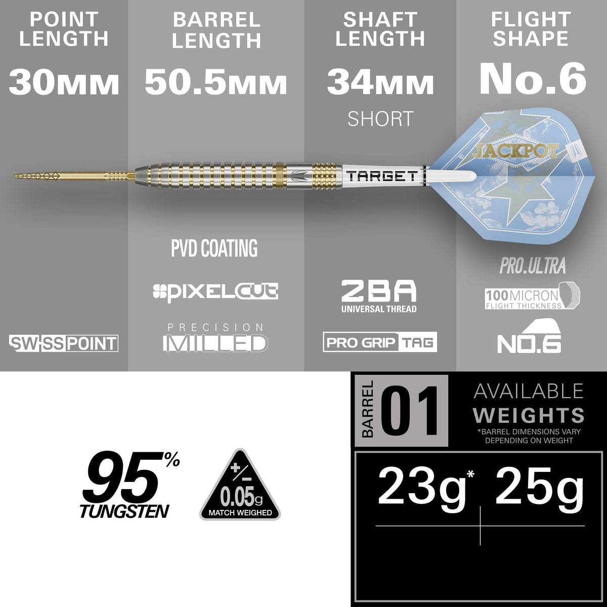 Target Adrian Lewis Darts - Steel Tip - 95% Tungsten - Showdown