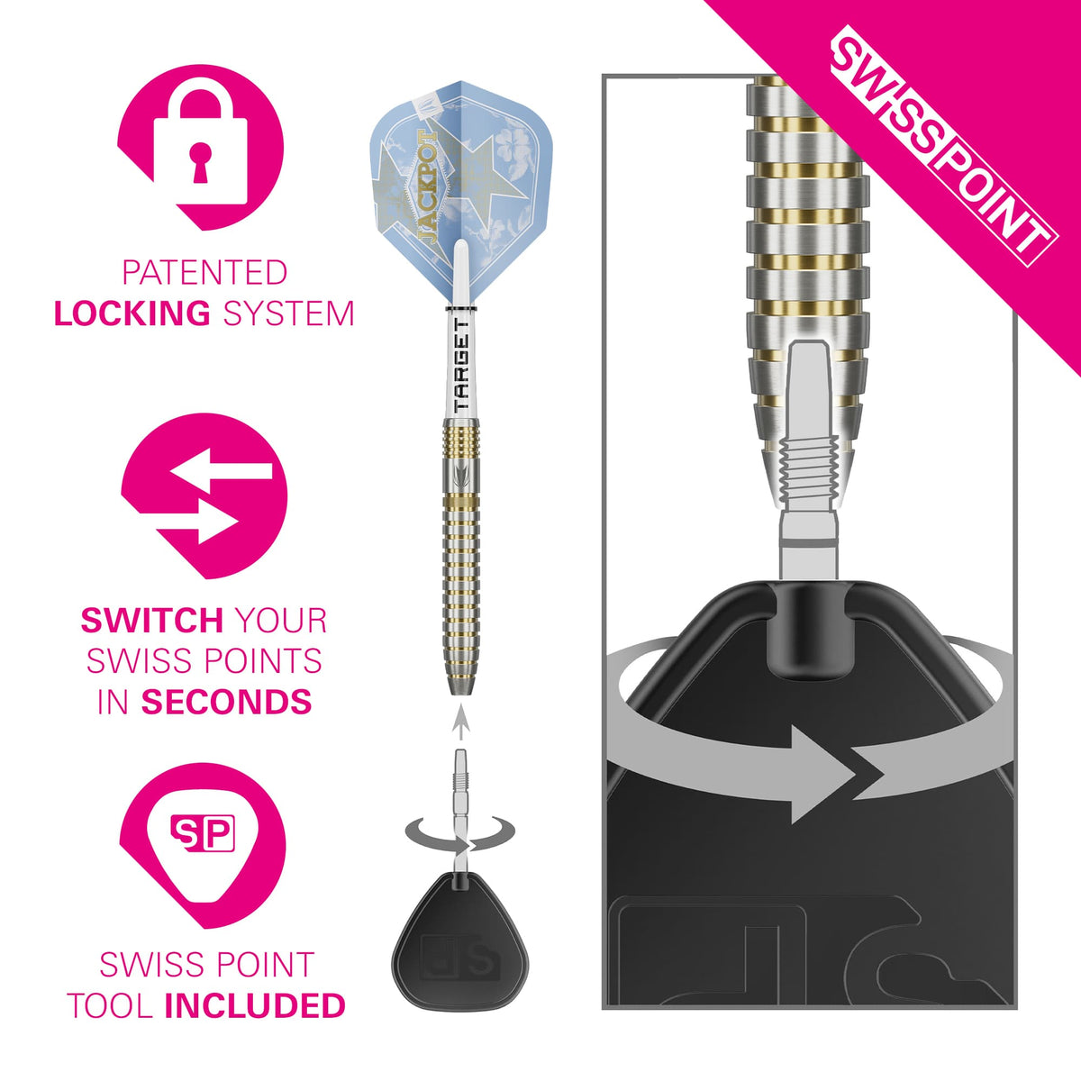 Target Adrian Lewis Darts - Steel Tip - 95% Tungsten - Showdown