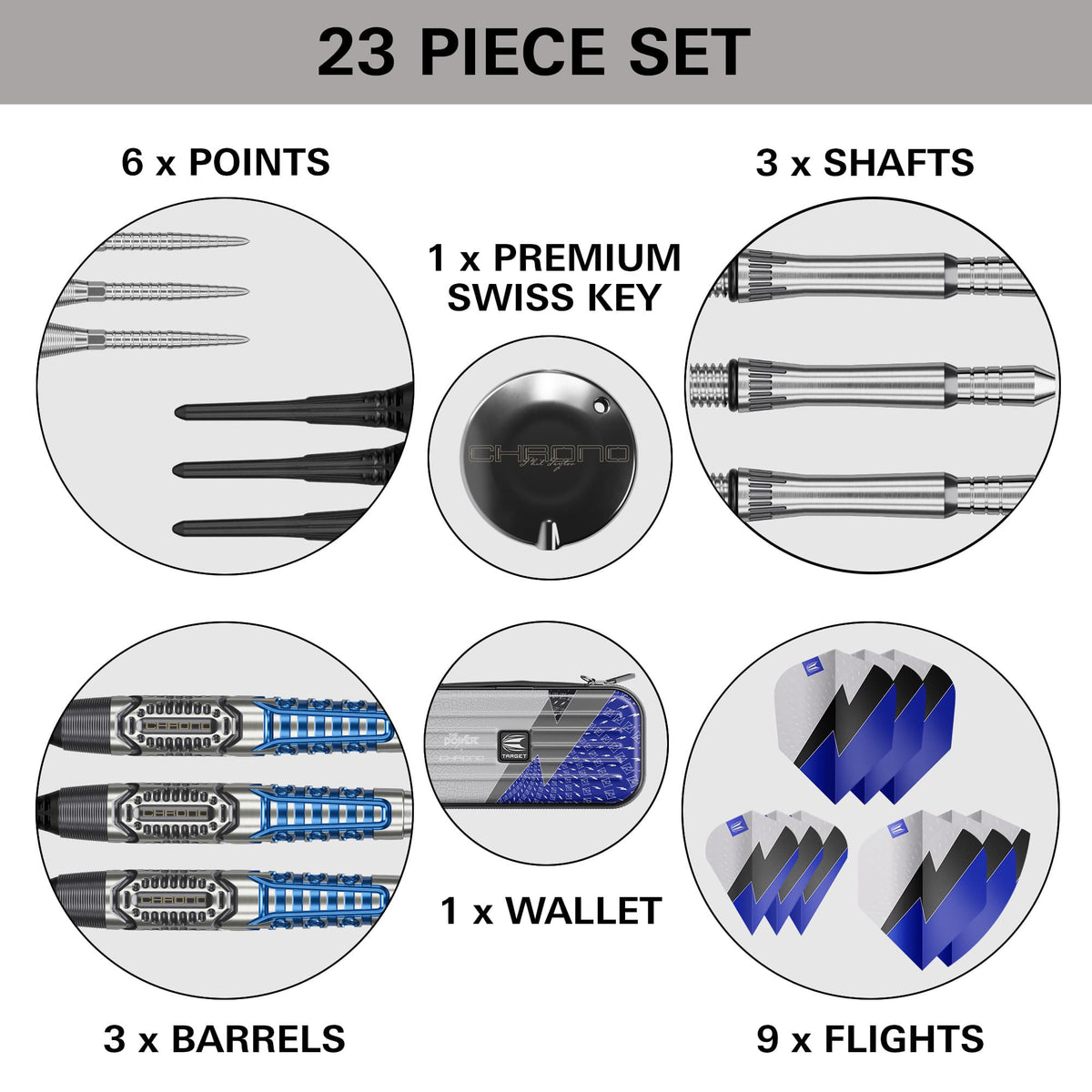 Target Phil Taylor Darts - Soft Tip - 95% Tungsten - Power Chrono