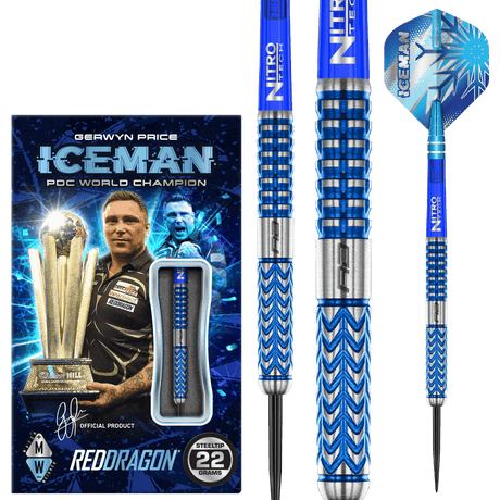 Red Dragon Gerwyn Price Darts - Steel Tip - 90% Tungsten - Glacier