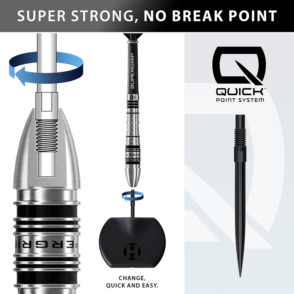 Harrows Supergrip QP Darts - Steel Tip - 90% Tungsten - Bomb