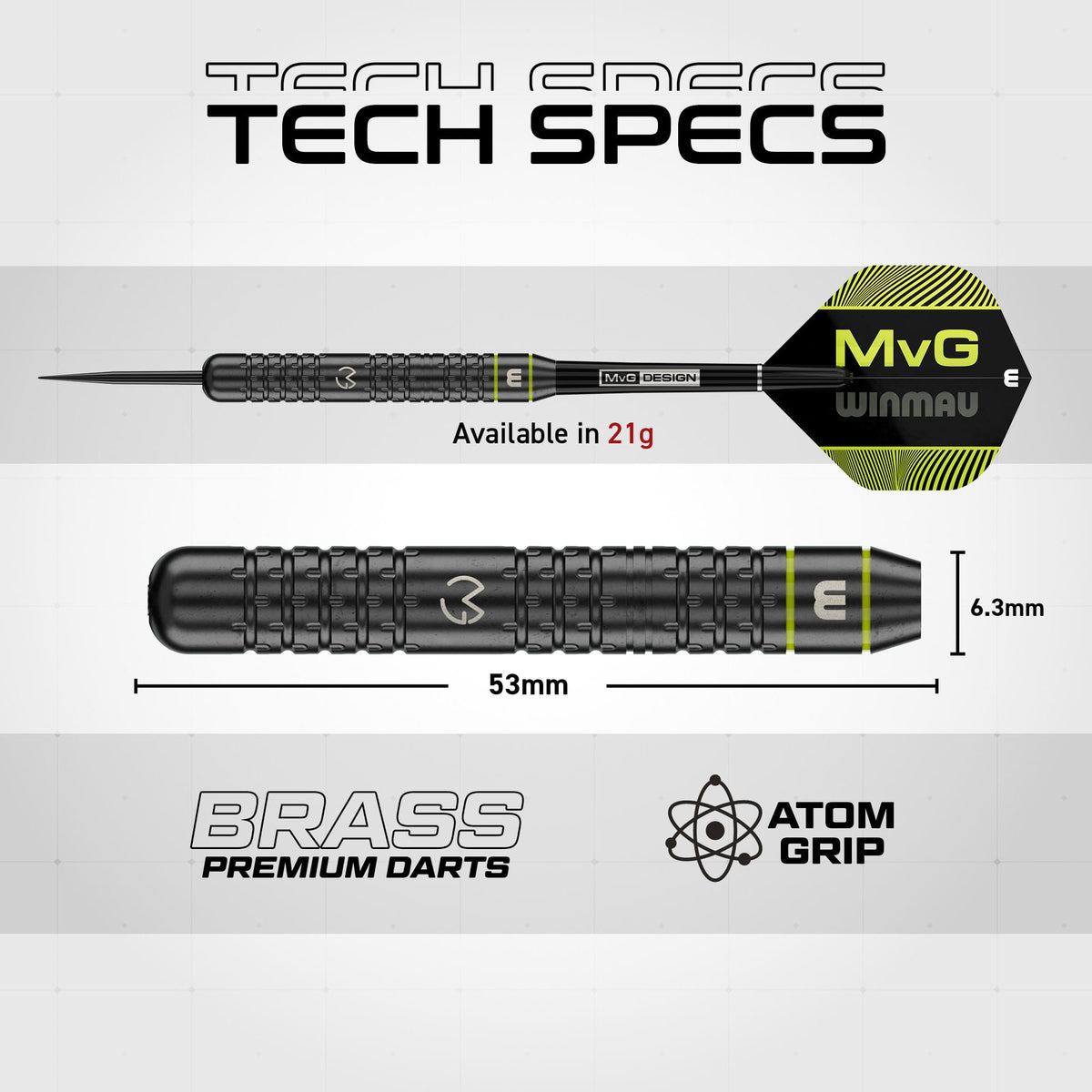 Winmau Michael van Gerwen Darts - Steel Tip - Brass 21g