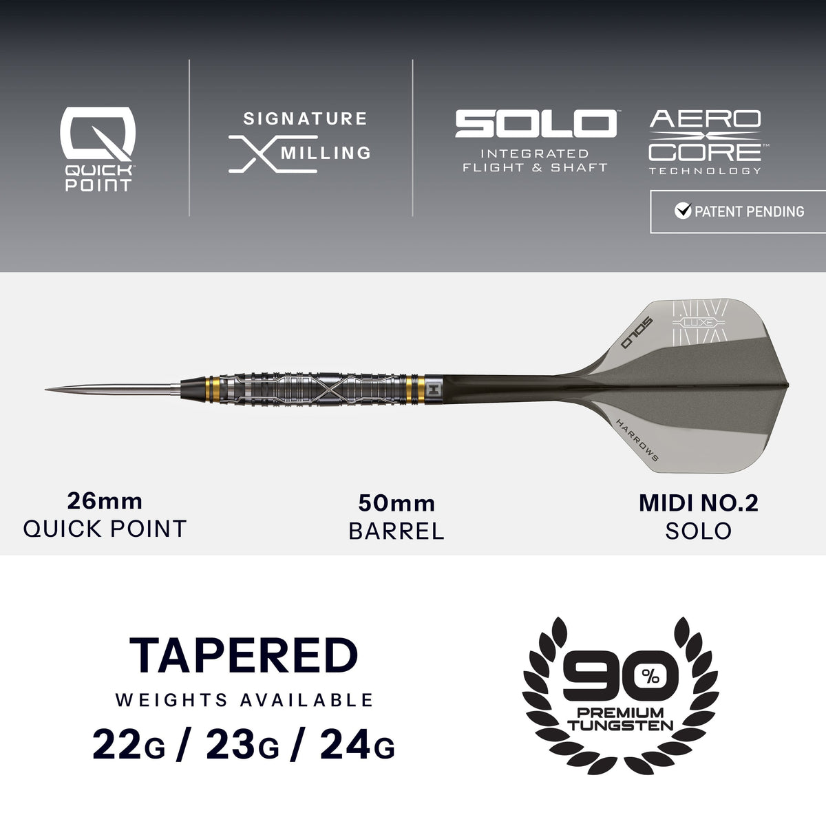 Harrows NX Luxe Darts - Steel Tip - 90% Tungsten - Tapered