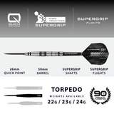 Harrows Supergrip QP Darts - Steel Tip - 90% Tungsten - Torpedo