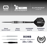 Harrows Supergrip QP Darts - Steel Tip - 90% Tungsten - Bomb