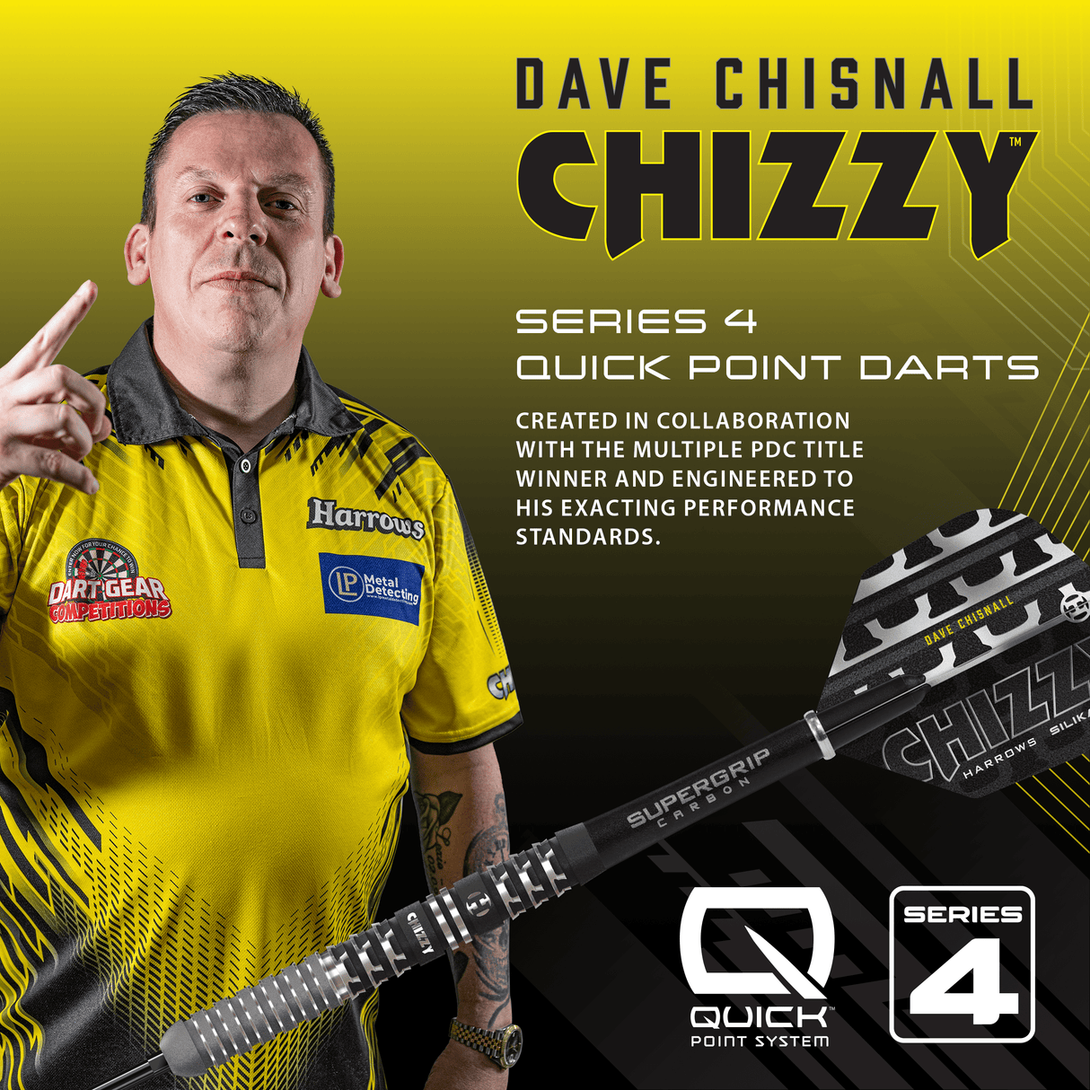 Harrows Dave Chisnall Darts - Steel Tip - 90% Tungsten - Series 4