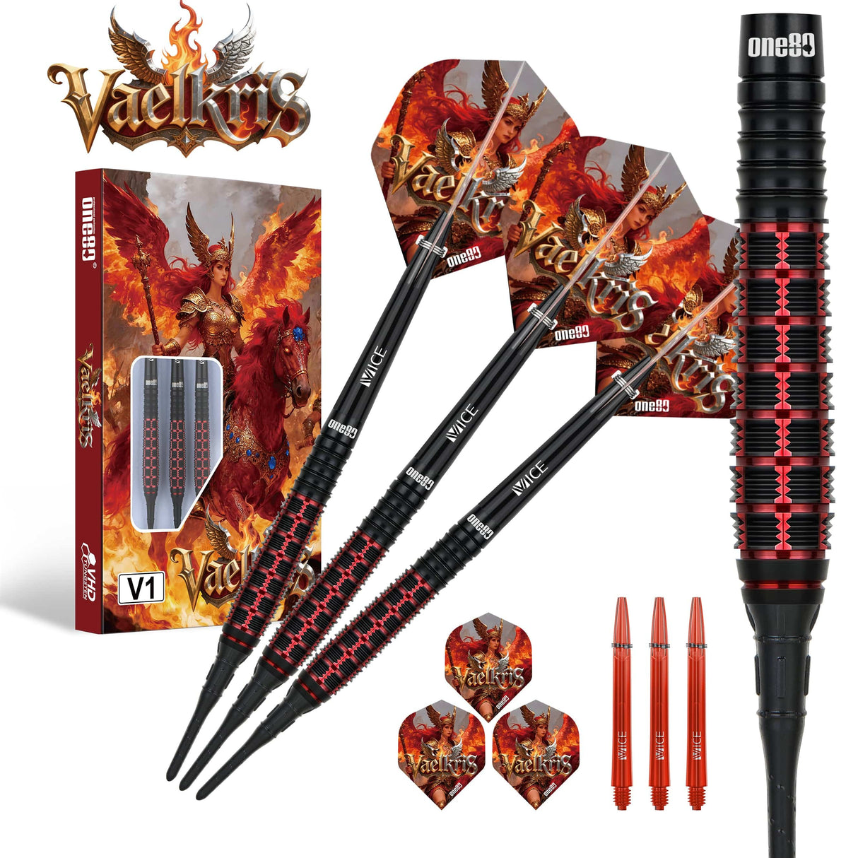 One80 Vaelkris Darts - Soft Tip - 90% Tungsten - V01 - 18g