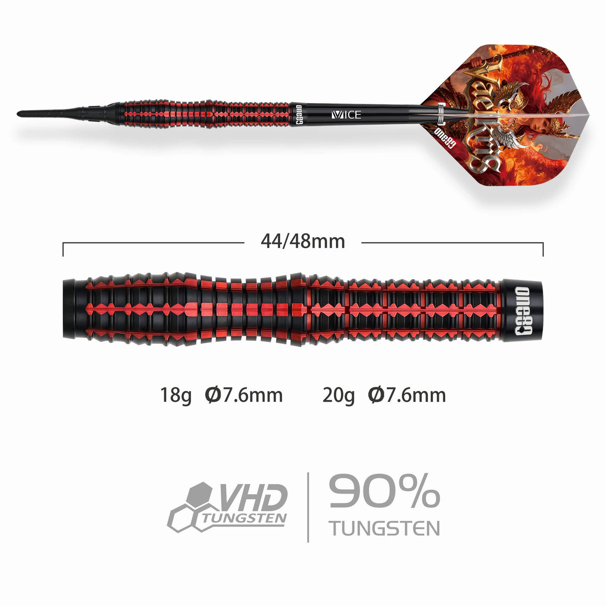 One80 Vaelkris Darts - Soft Tip - 90% Tungsten - V02 - 18g