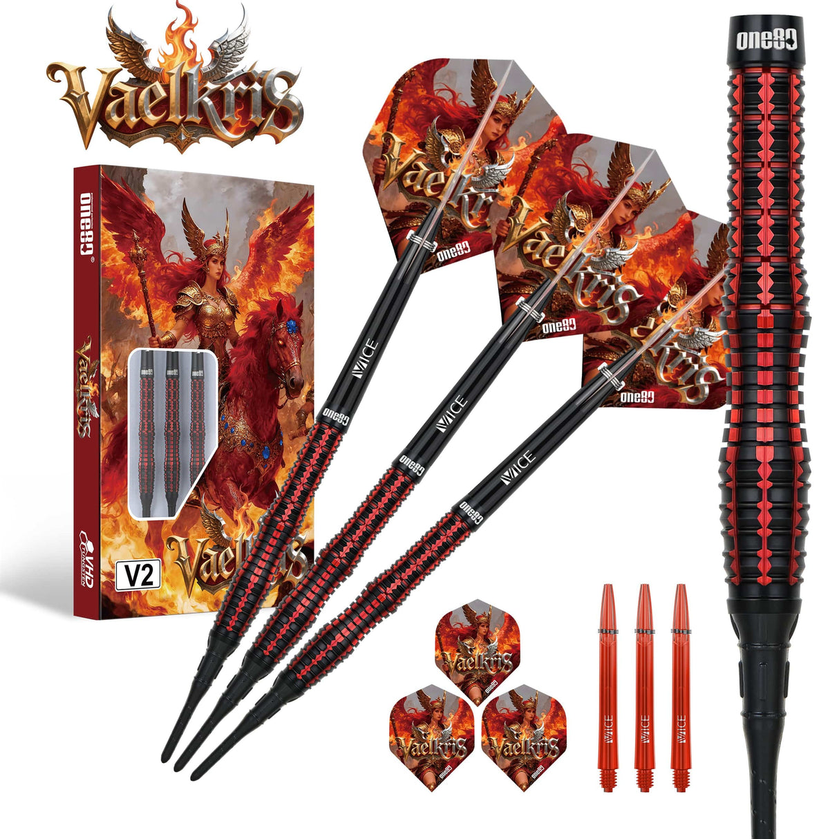 One80 Vaelkris Darts - Soft Tip - 90% Tungsten - V02 - 18g