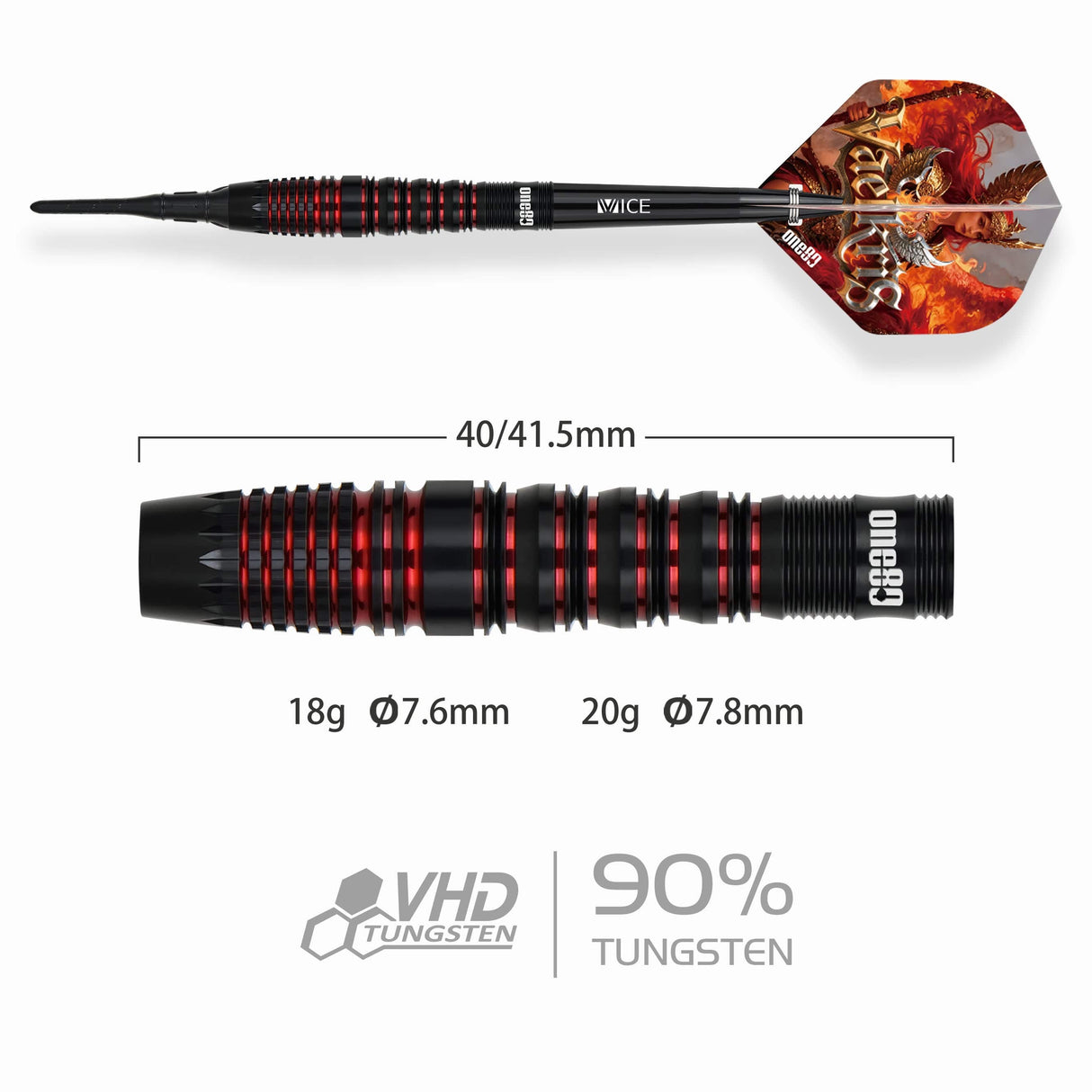 One80 Vaelkris Darts - Soft Tip - 90% Tungsten - V04 - 18g