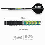 One80 Desmond Chin Darts - Soft Tip - 90% Tungsten - V2 - Black & Rainbow - 20g