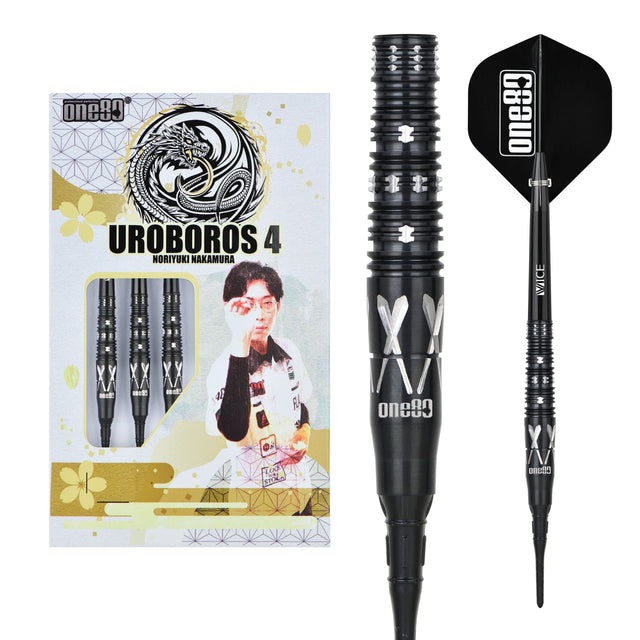 One80 Noriyuki Nakamura Darts - Soft Tip - 90% Tungsten - V4 - Black