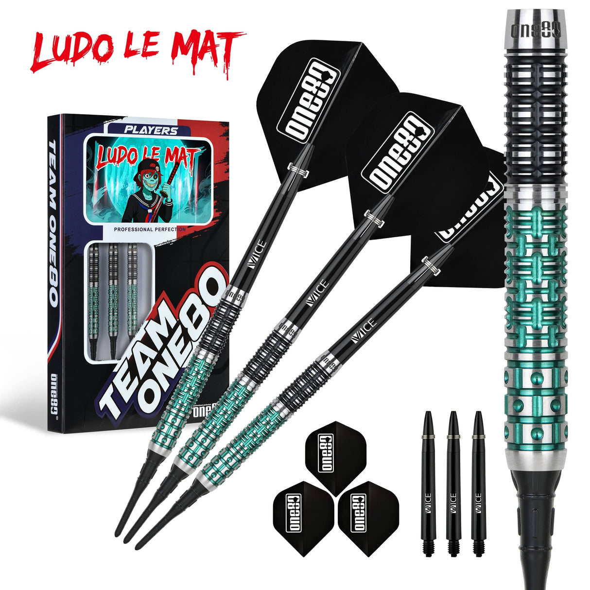 One80 Ludo Le Mat Darts - Soft Tip - 90% Tungsten - 18g