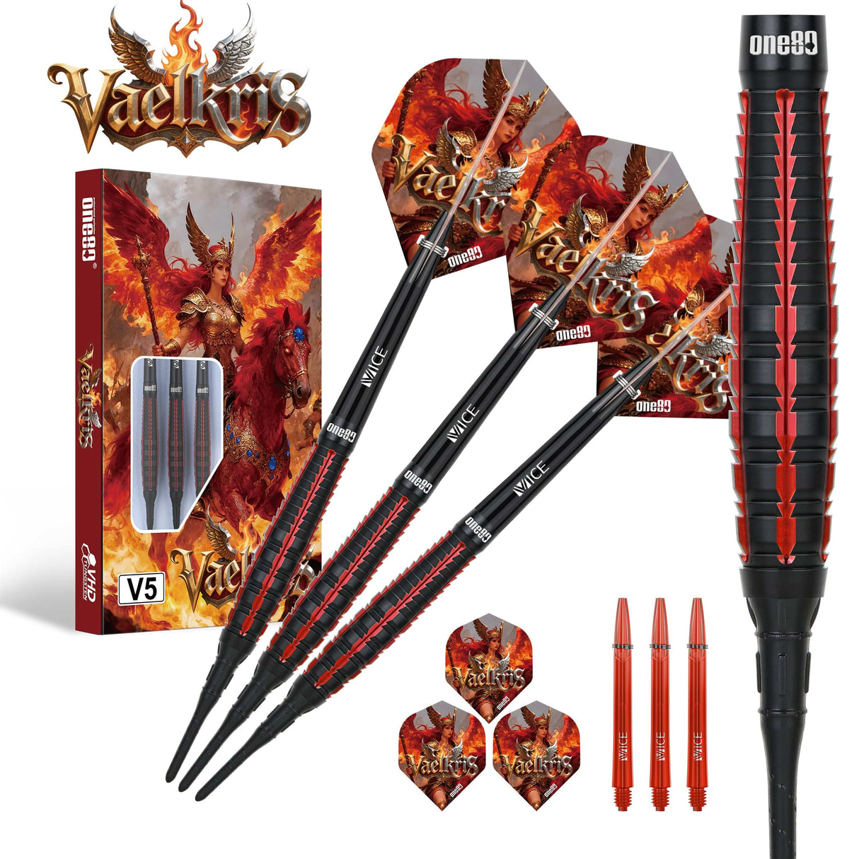 One80 Vaelkris Darts - Soft Tip - 90% Tungsten - V05 20g