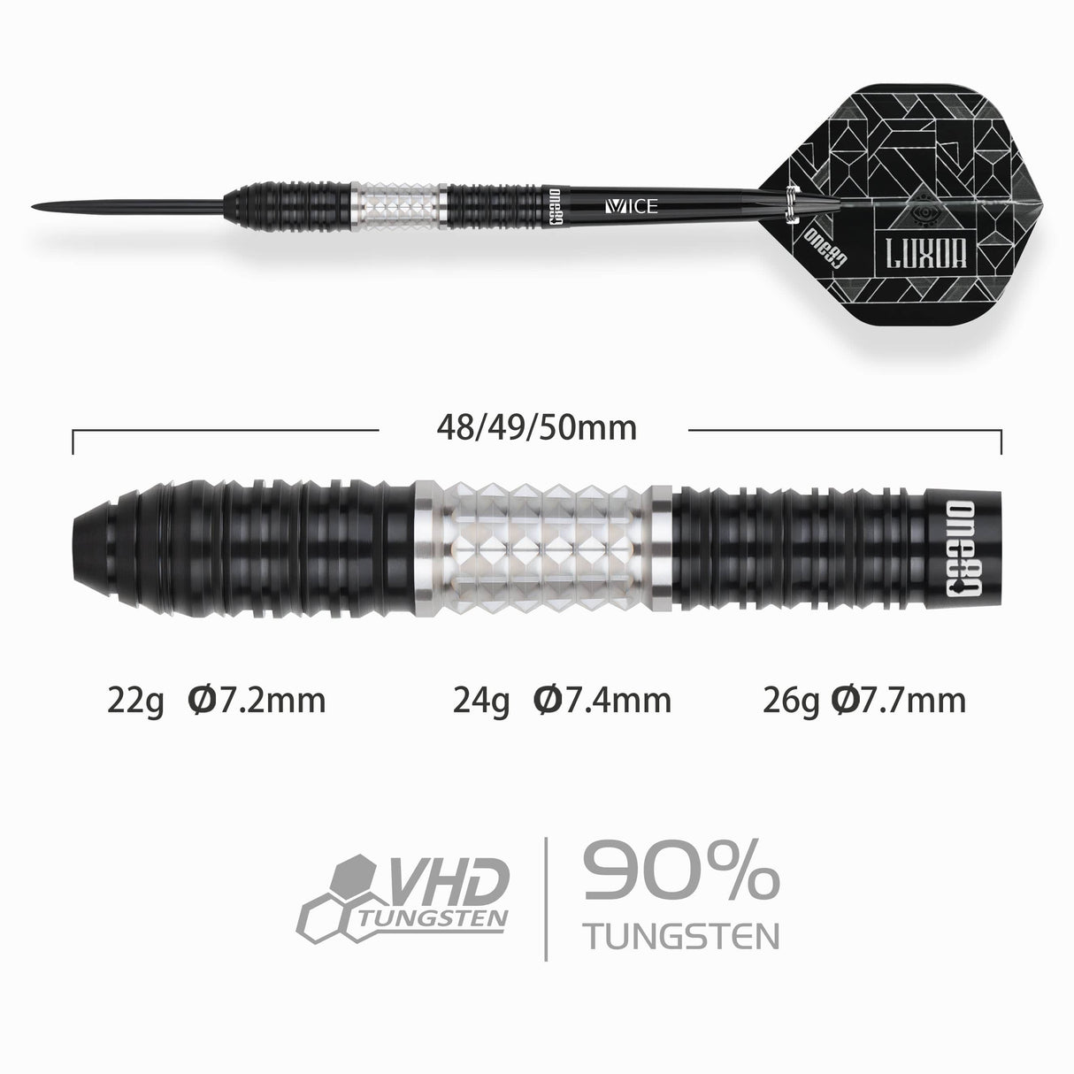 One80 Luxor II Darts - Steel Tip -90% Tungsten - Eta