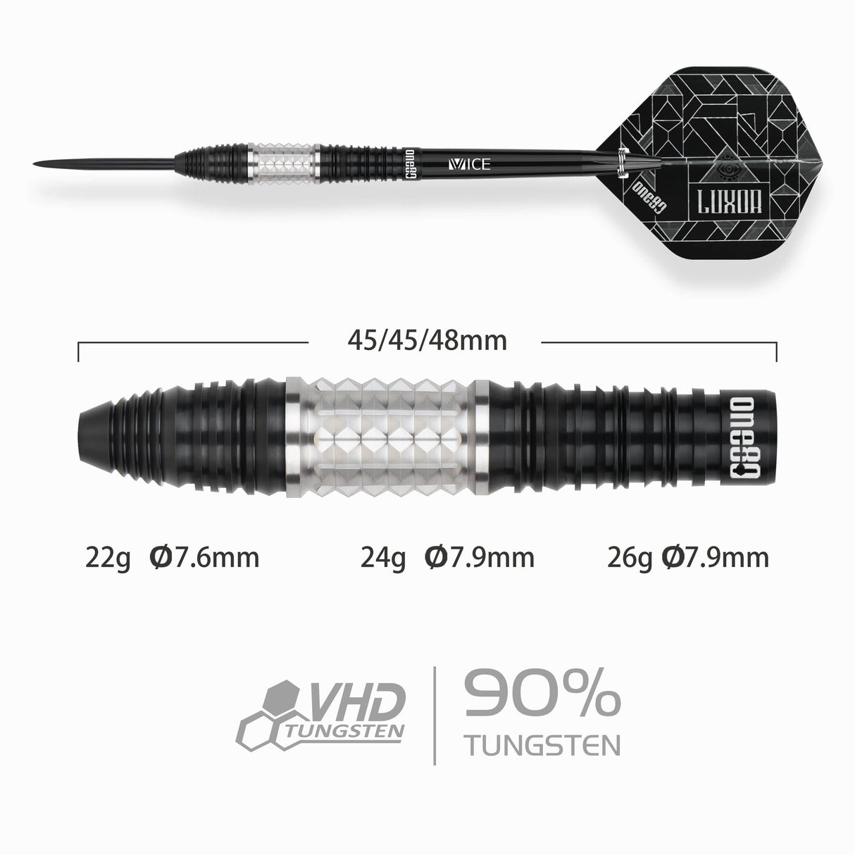 One80 Luxor II Darts - Steel Tip -90% Tungsten - Theta