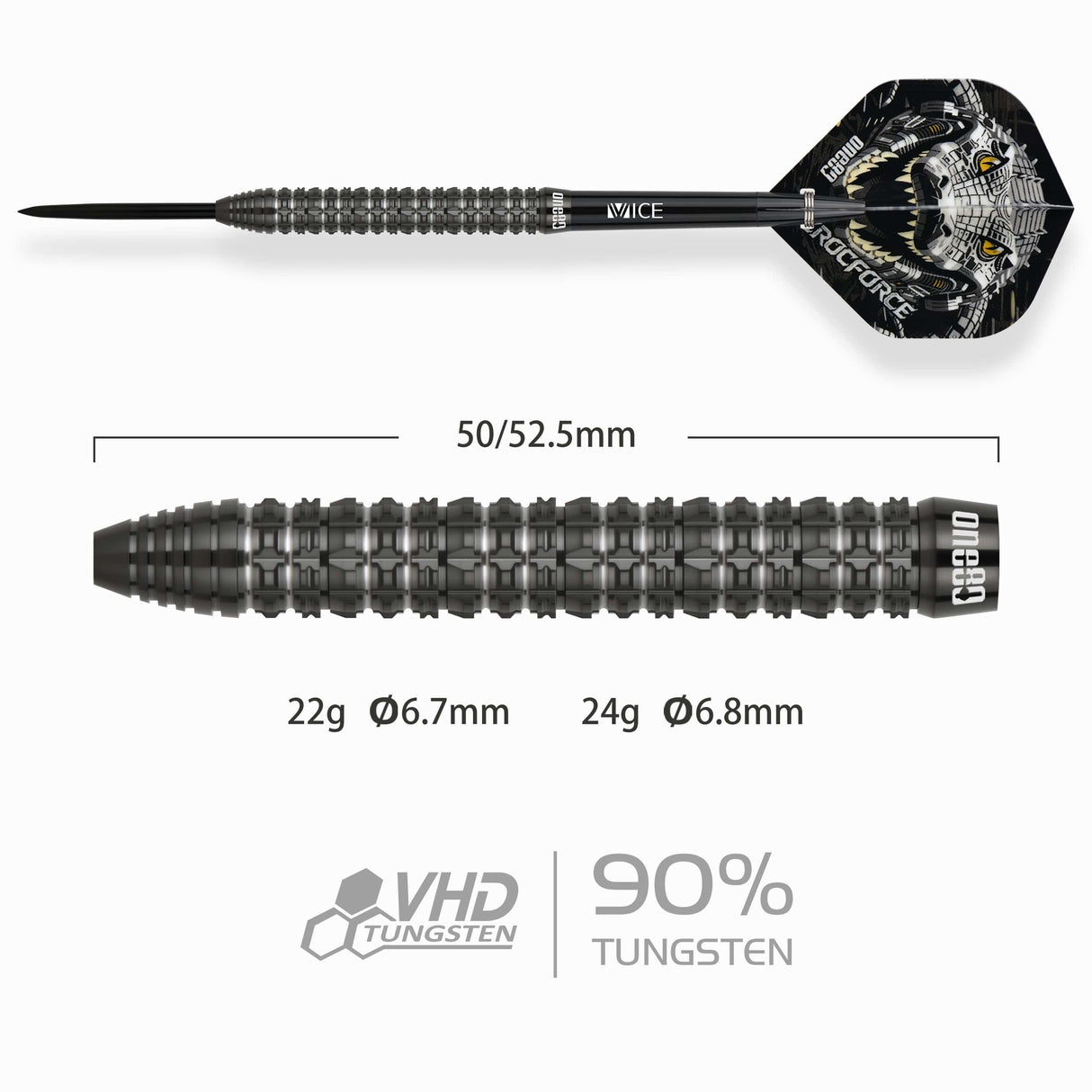 One80 Crocforce Darts - Steel Tip - 90% Tungsten - CF1