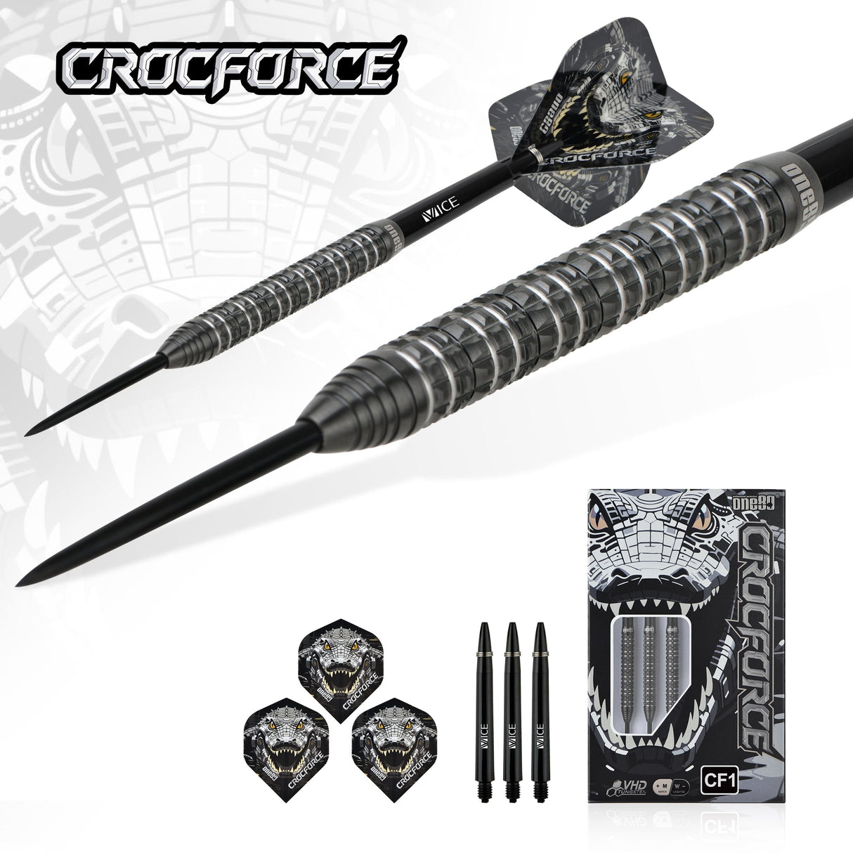 One80 Crocforce Darts - Steel Tip - 90% Tungsten - CF1