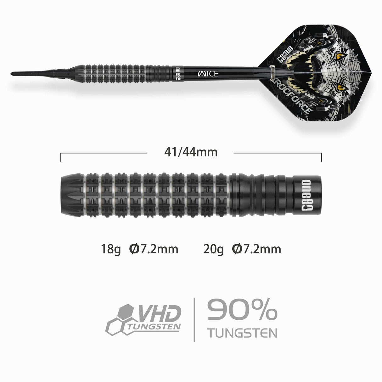 One80 Crocforce Darts - Soft Tip - 90% Tungsten - CF2 18g
