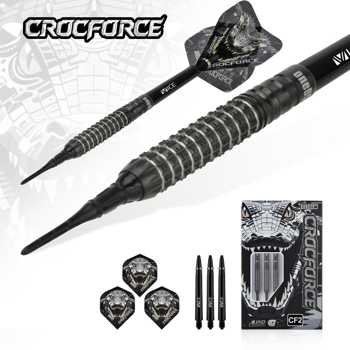 One80 Crocforce Darts - Soft Tip - 90% Tungsten - CF2 18g
