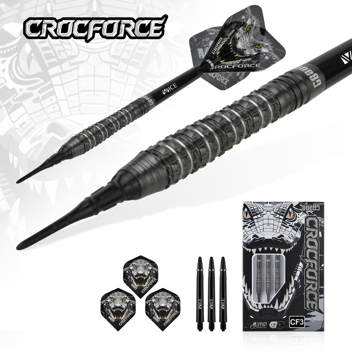 One80 Crocforce Darts - Soft Tip - 90% Tungsten - CF3 18g