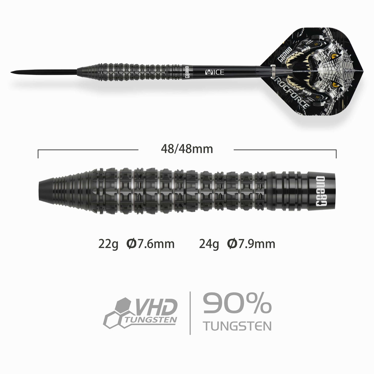 One80 Crocforce Darts - Steel Tip - 90% Tungsten - CF3