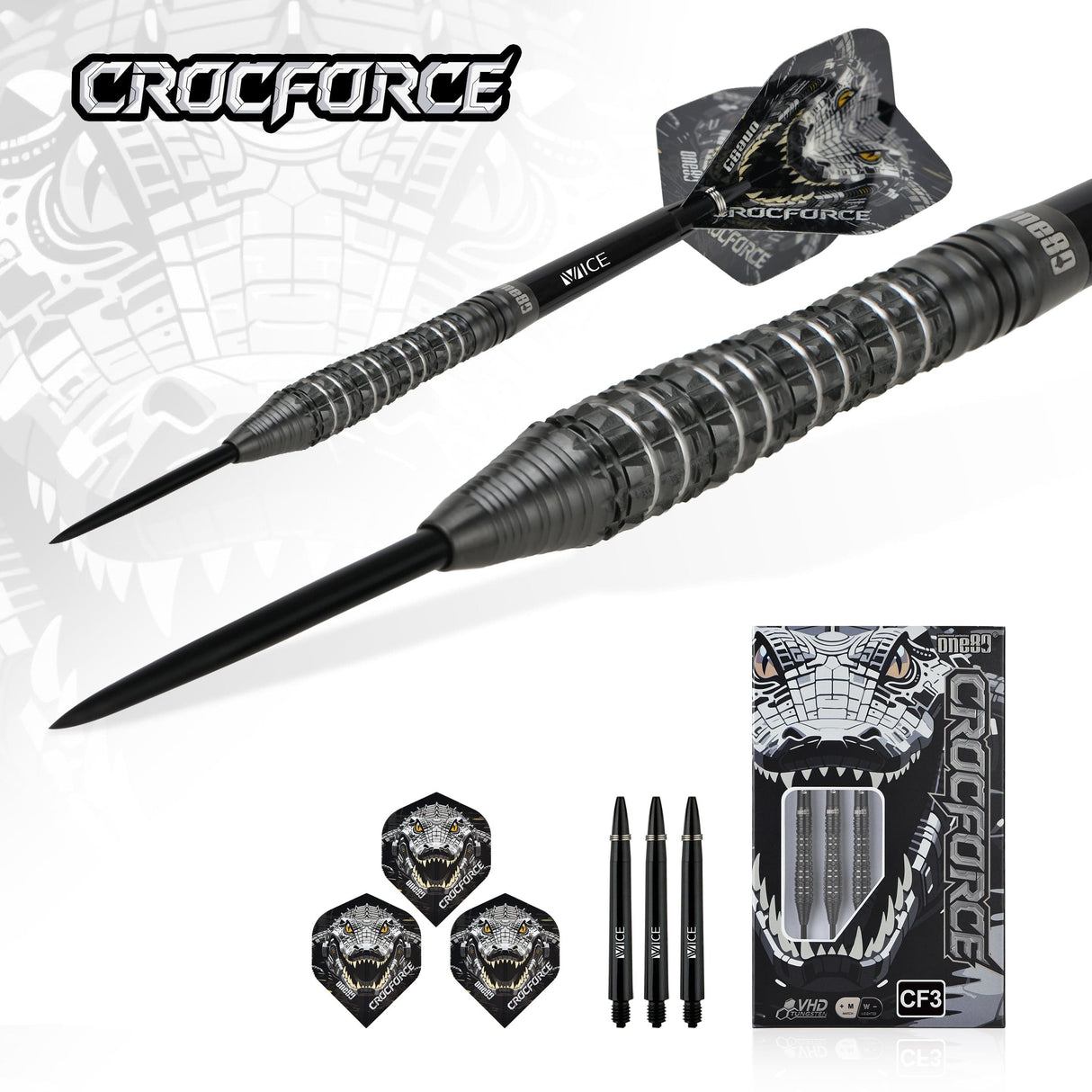 One80 Crocforce Darts - Steel Tip - 90% Tungsten - CF3