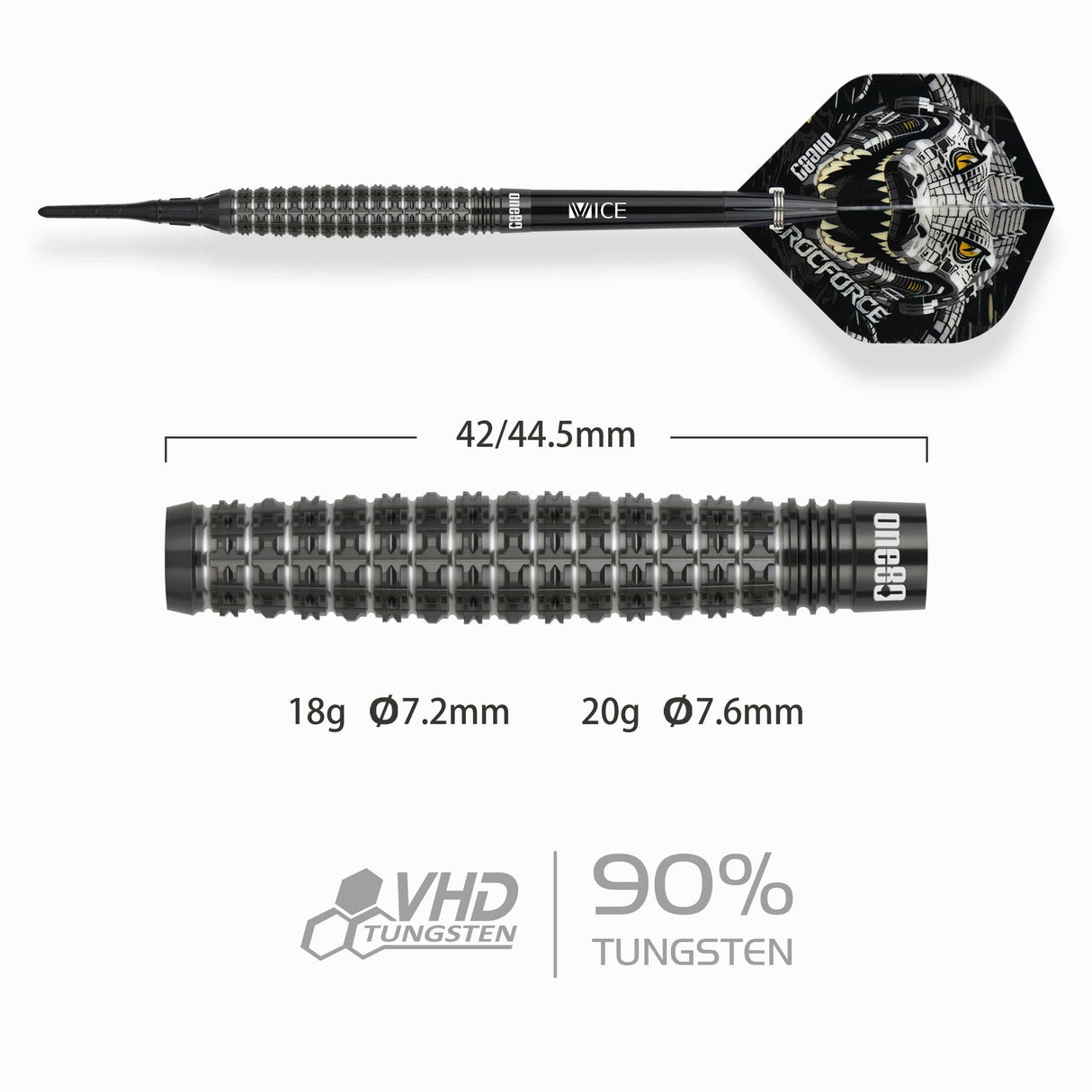 One80 Crocforce Darts - Soft Tip - 90% Tungsten - CF4 18g