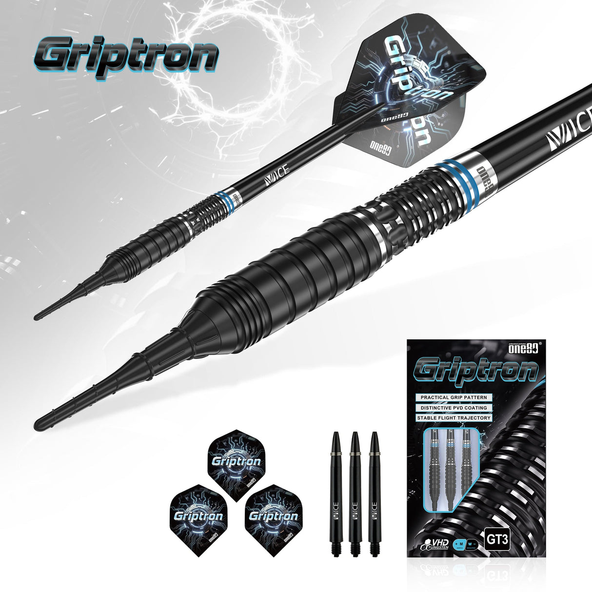 One80 Griptron Darts - Soft Tip - 90% Tungsten - GT3 20g