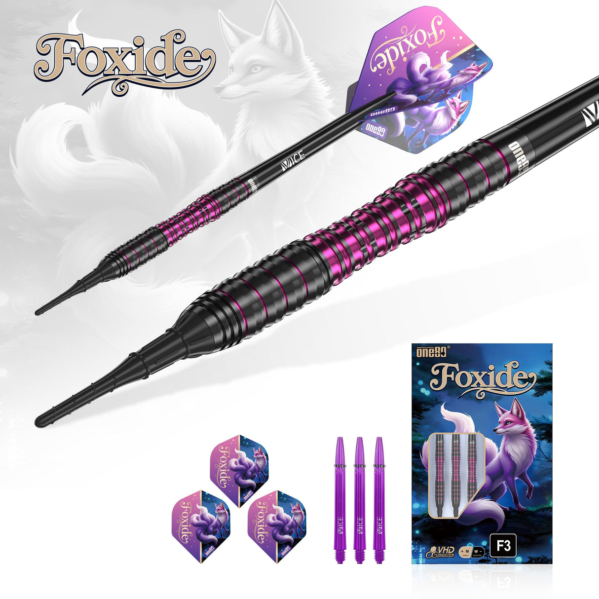One80 Foxide Darts - Soft Tip - 90% Tungsten - F3 20g