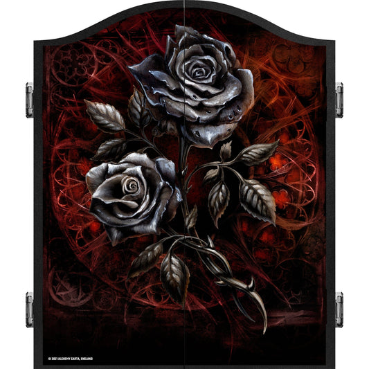 Alchemy Dartboard Cabinet - Official Licensed - Professional Design - Black - Roses