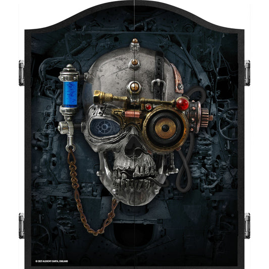 Alchemy Dartboard Cabinet - Official Licensed - Professional Design - Black - Mechanical Skull