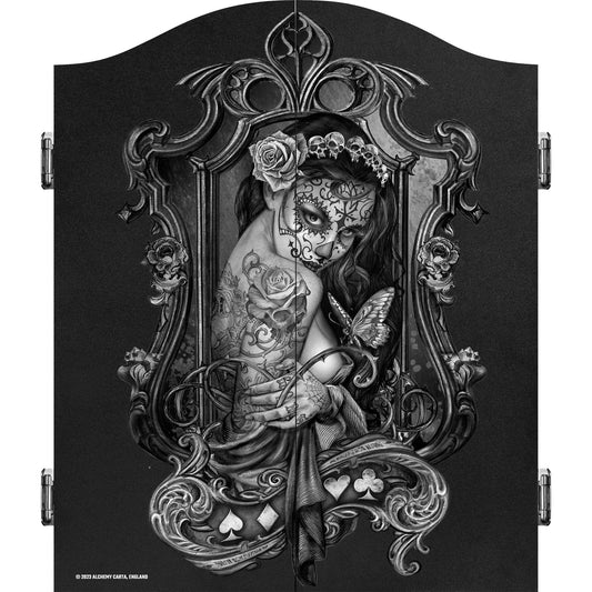 Alchemy Dartboard Cabinet - Official Licensed - Professional Design - Black - Mirror Lady