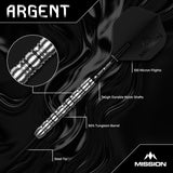 Mission Argent Darts - Steel Tip - 90% Tungsten - Silver
