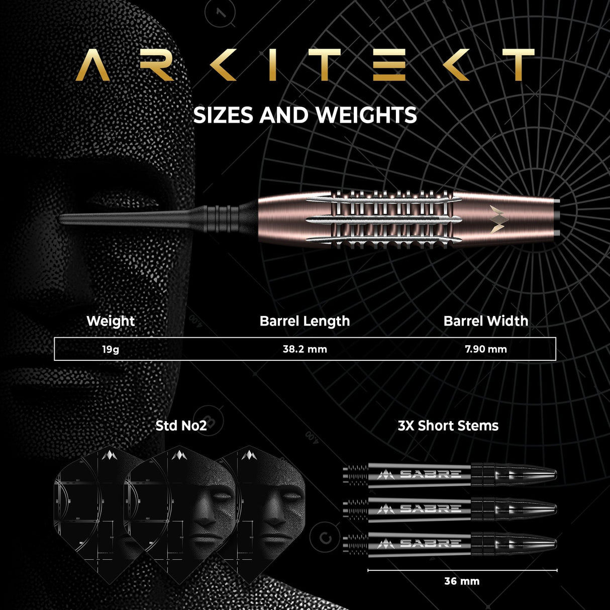 Mission Arkitekt Darts - Soft Tip - 90% Tungsten - Bronze Silica PVD - 19g