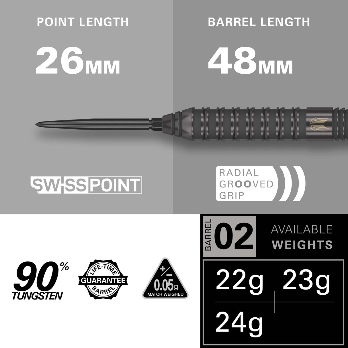 Target Bolide Void Darts - Steel Tip - 90% Tungsten - 02