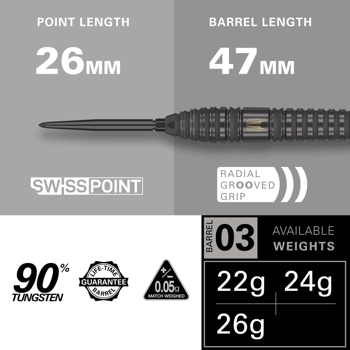 Target Bolide Void Darts - Steel Tip - 90% Tungsten - 03