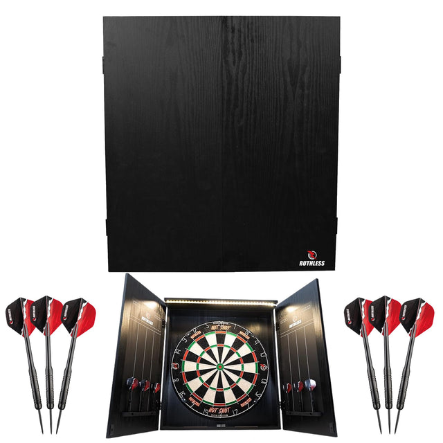Ruthless Home Darts Centre - Cabinet with USB Light - Black