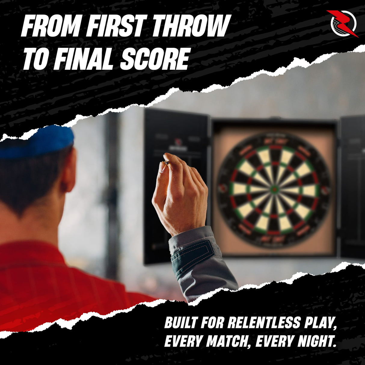 Ruthless Home Darts Centre - Cabinet with USB Light - Black