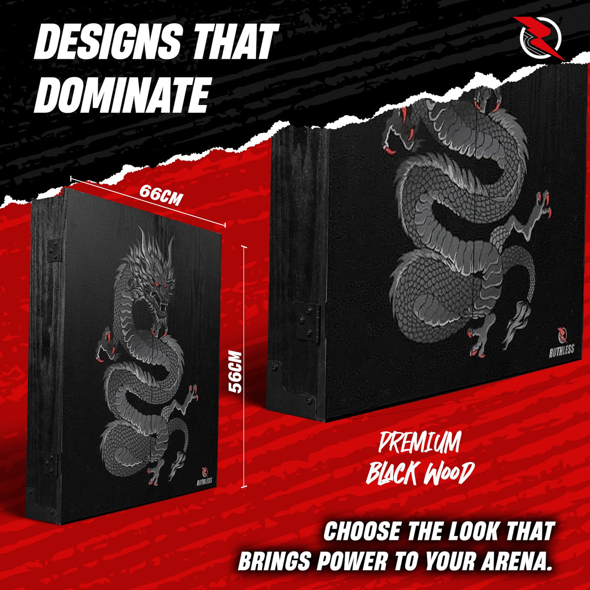 Ruthless Home Darts Centre - Cabinet with USB Light - Dragon