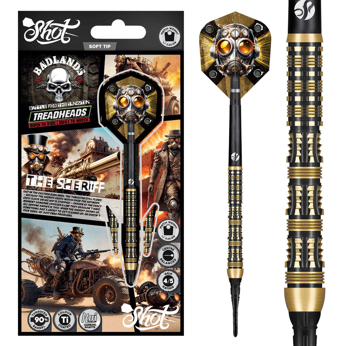 Shot Badlands Darts - Soft Tip - 90% Tungsten - The Sheriff 20g