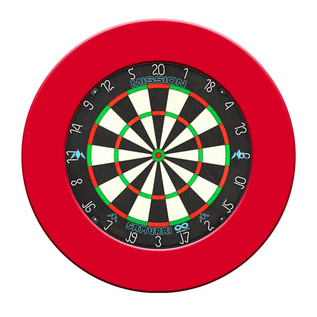 Mission Samurai Infinity Dartboard Set - Dart Board & Surround - Red