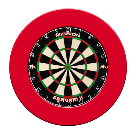 Mission Samurai II Dartboard Set - Dart Board & Surround - Red