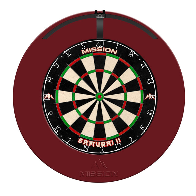 Mission Samurai II Dartboard Set - Dart Board, Surround & Torus 100 Light - Red