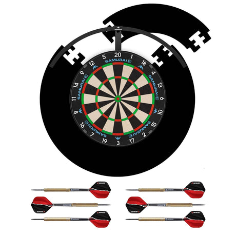 Mission Samurai 3 Dartboard Set - Dart Board, Black Jigsaw Surround, Torus 120 Light & 2 sets of Brass Darts