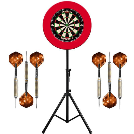 Mission Samurai II Dartboard & Stand Set - Dart Board, Surround, Stand and Darts - Red