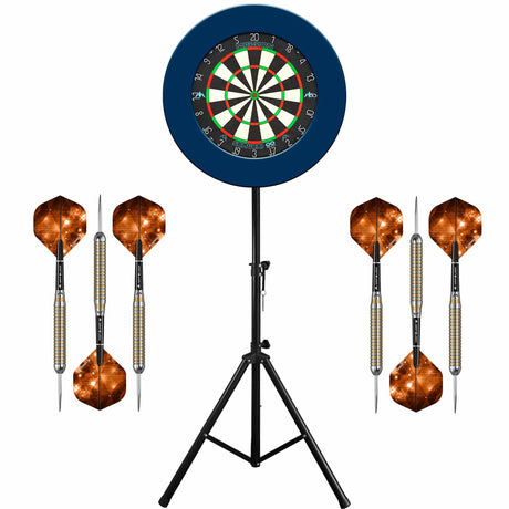 Mission Samurai Infinity Dartboard & Stand Set - Dart Board, Surround, Stand and Darts - Blue