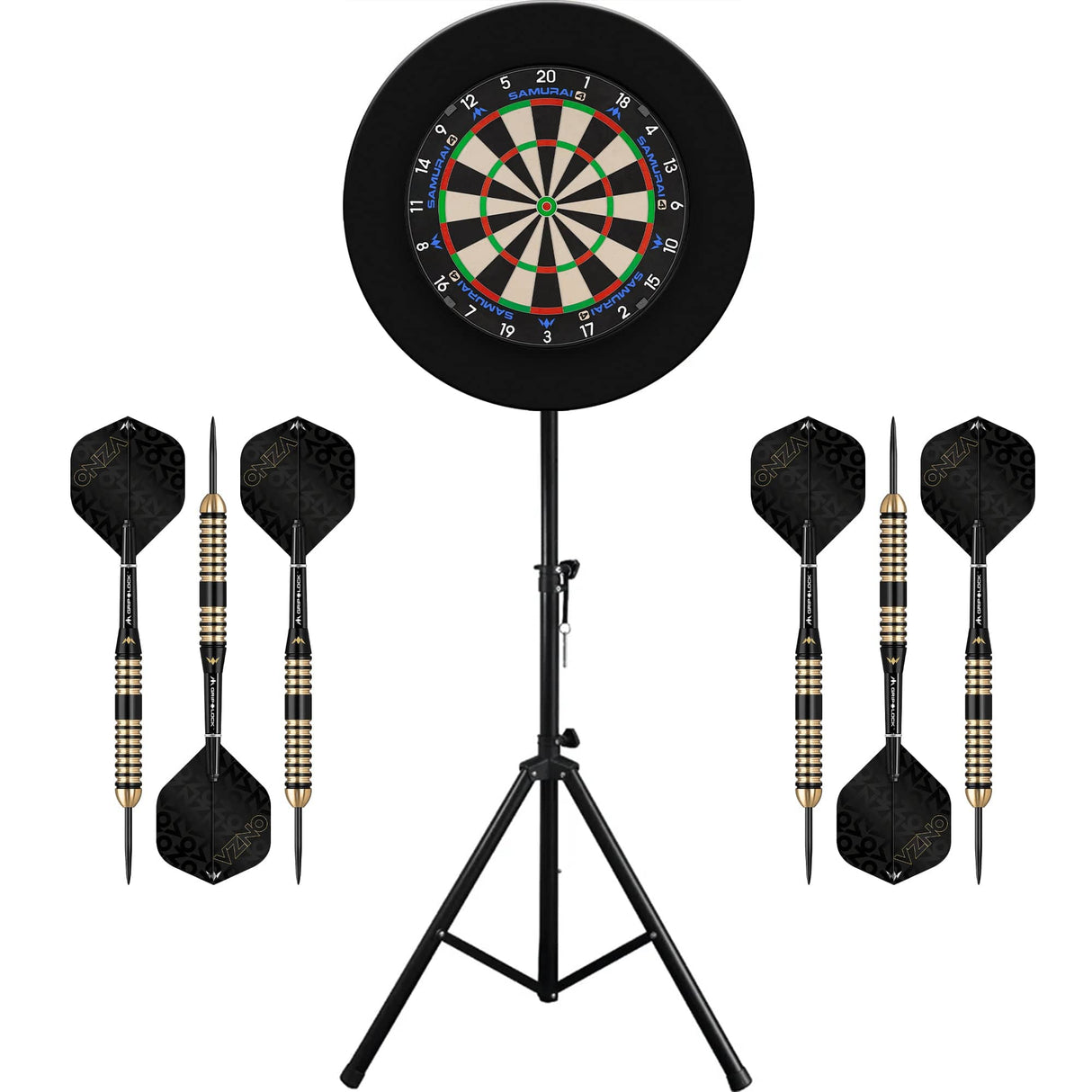 Mission Samurai 4 Dartboard & Stand Set - Dart Board, Surround, Stand and Darts Samurai 4 White